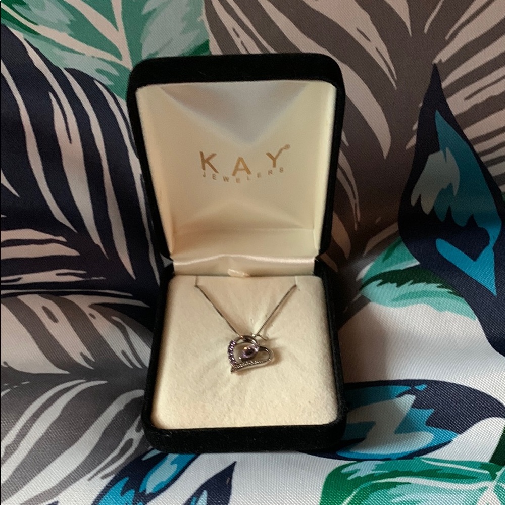 Kay Jewelers Silver and Purple Pendant Necklace